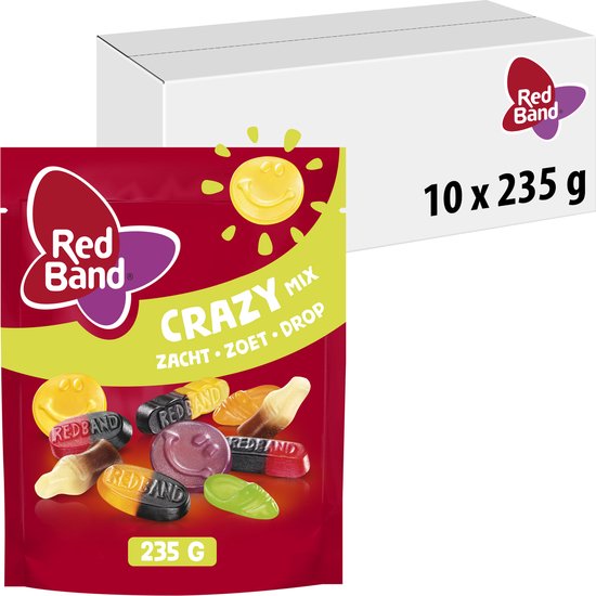 Red Band snoepmix crazy - zoete snoep & drop - 10x235g