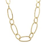 CO88 Collection - 8CN-26515 - Dames Schakelketting Goudkleurig - Roestvrij Staal (RVS) - Verstelbare Ketting - Grote en Kleine Schakels - Cadeau voor Haar