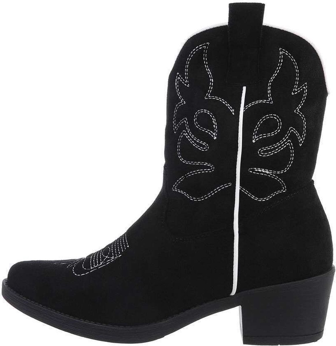 ZoeZo Design - cowboylaarzen - nieuwe collectie - enkellaarzen - western laarzen - suediene - zwart - wit stiksel - maat 42 - hakhoogte 4,5 cm - suedine