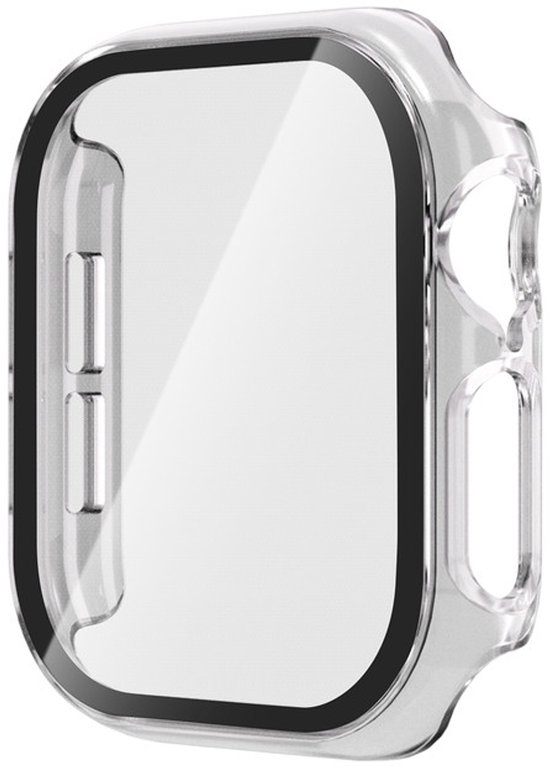 Coque de protection d'écran transparente pour Apple Watch 42mm avec bordure noire.