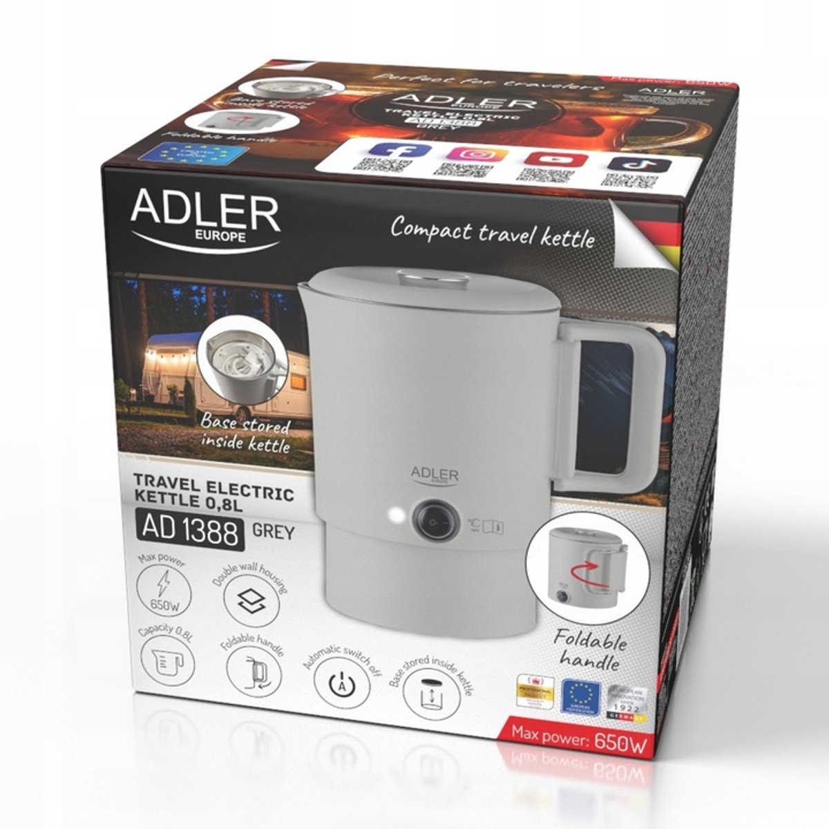 Reiswaterkoker 0,8L Opvouwbaar – Compacte Waterkoker voor Reizen – Adler AD 1388G — afbeelding 5