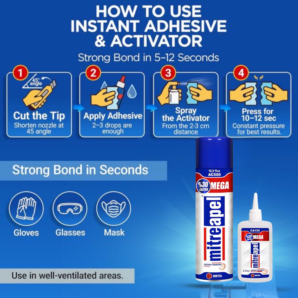 Mitreapel Secondelijm met Activator – 500 ml – 1 stuk – Superlijm – Sterke Secondelijm – Snelle en Betrouwbare Reparaties in Seconden - Twee-componentenlijm - Super Glue Instant Adhesive with Activator — cadeau in Cadeau-ideeën - foto 5