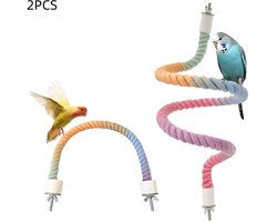 2 stuks - Touwzitstokken voor vogelkooien - klimtouwen voor vogelkooien - touwzitstokken - voor papegaaien, valkparkieten en grasparkieten - gradiëntkleuren - 80cm+35cm