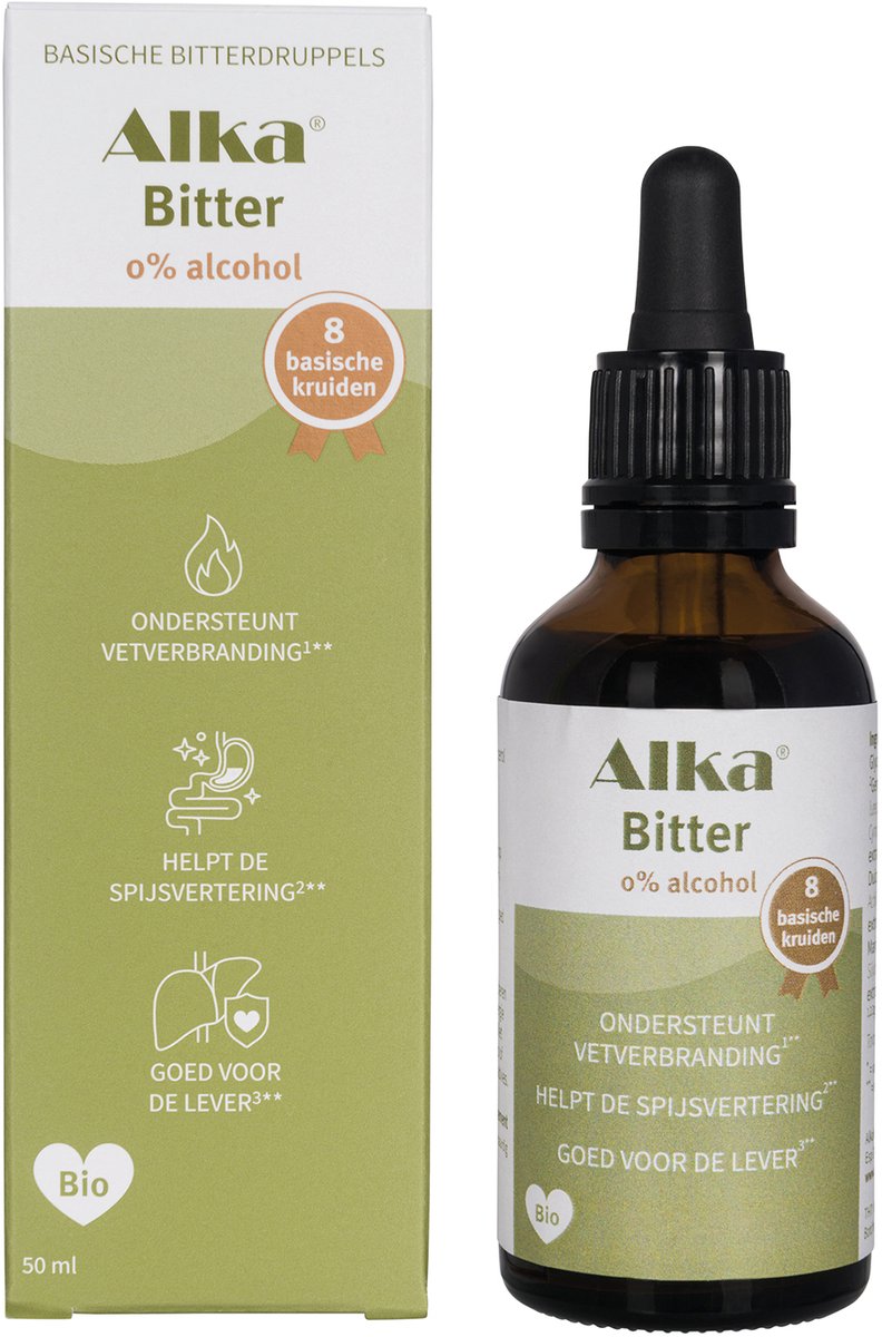 Alka® Bitter - 0% alcohol 100ml - Biologische en basische bitterdruppels - voor de vetverbranding, spijsvertering en lever - stop cravings -gezonde gewichtscontrole