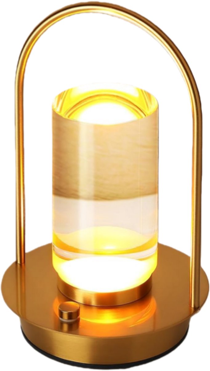 longziming -Buiten Sfeerlamp - Aluminium + Acryl Lampenkappen - Aanraakbediening - Dimbaar Licht & Drie Kleurtemperaturen - 1 Stuk - Binnen En Buiten Gebruik - Goud