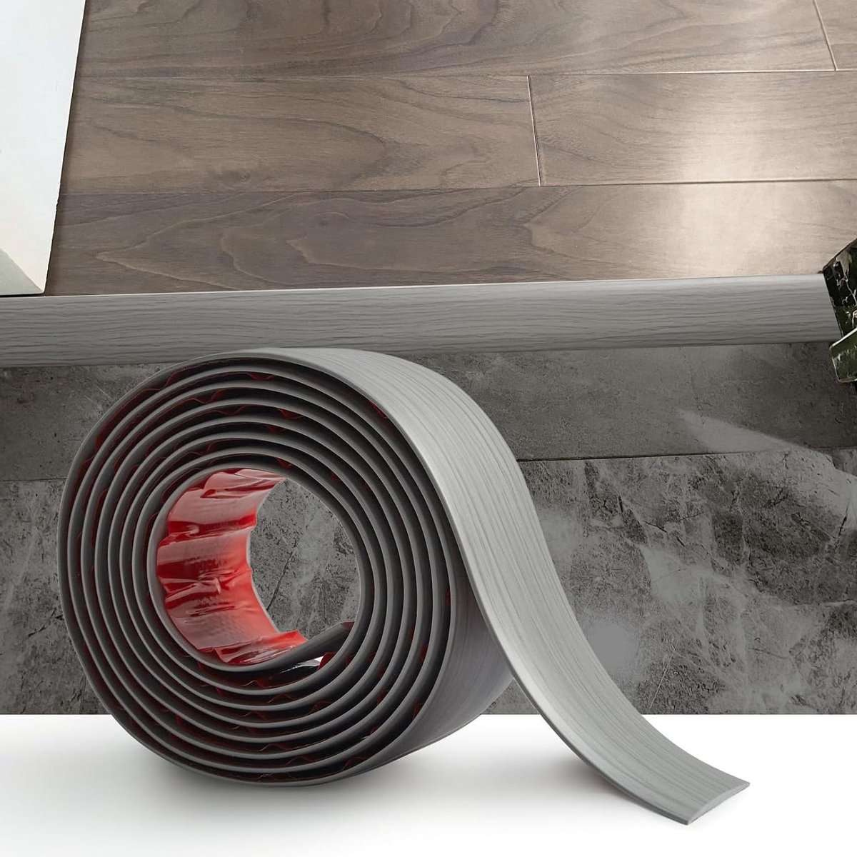 PVC vloerovergangsstrip 4 meter laminaat vloerverdeler plat profiel grijze houtnerf
