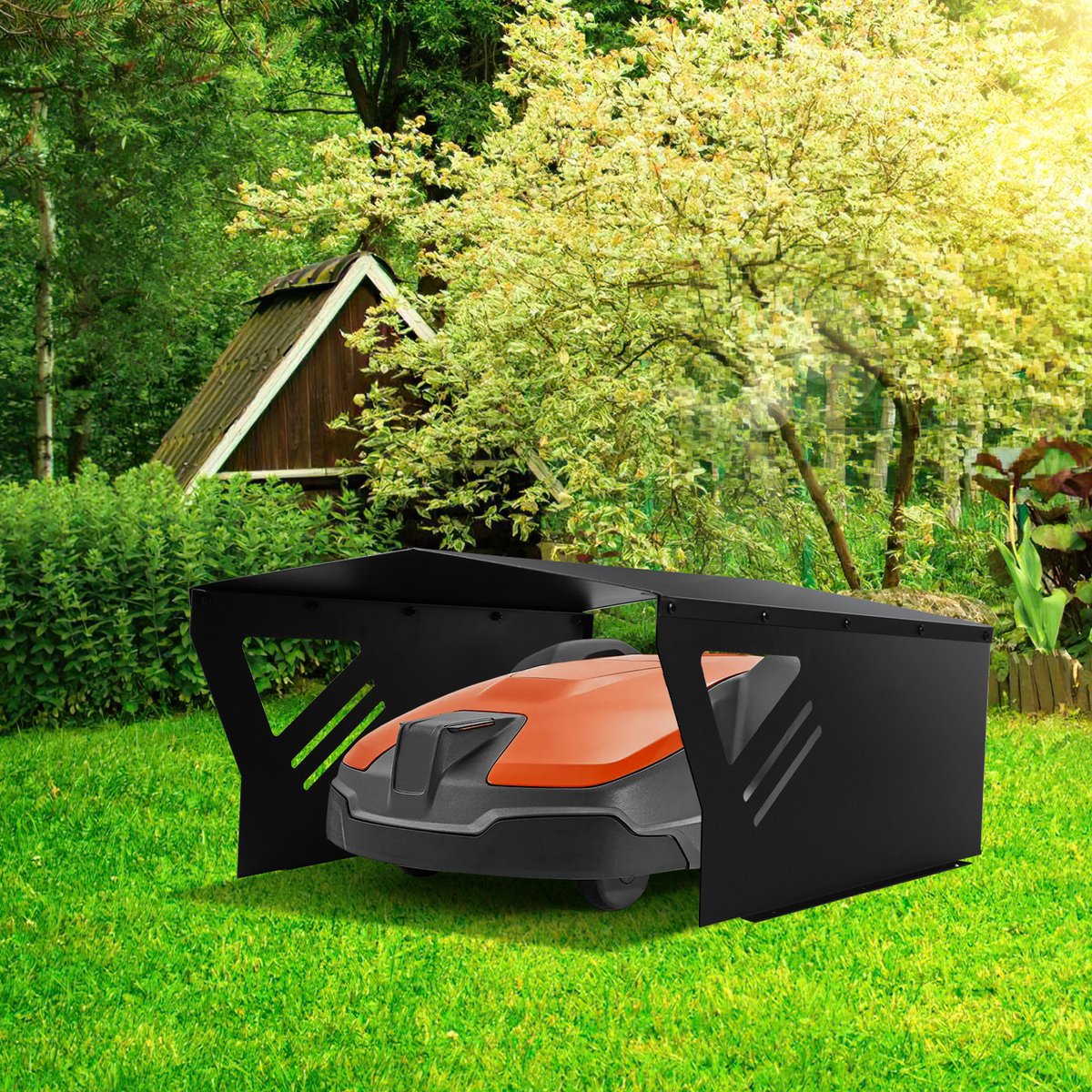 Zwarte Demontabele Garage voor Robotmaaiers met Verzinkt - Zwarte - €65,54