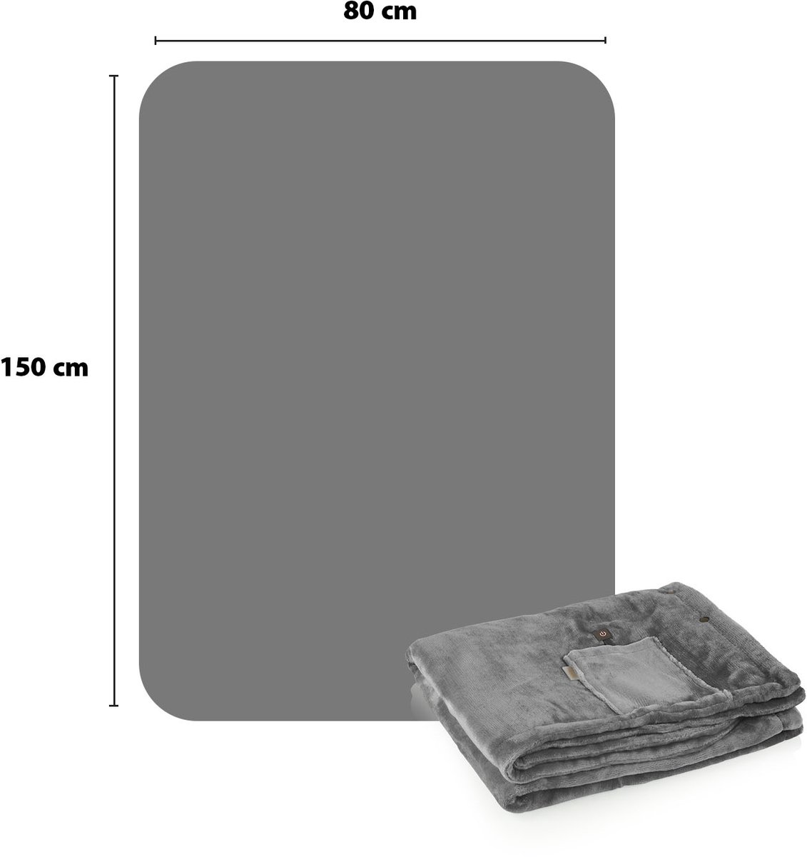 Tristar BW-4788 Draadloze Warmtedeken – 150x80 cm – 3 Temperatuurstanden – 3 Verwarmingszones – Incl. 5000 mAh Powerbank – Tot 90 min. Warmte – Fleece – Wasmachinebestendig – Grijs – foto 5