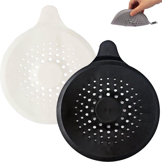 Set de 2 pinces à cheveux en silicone pour l'évacuation de douche avec ventouse puissante, convient comme tamis et filtre pour la salle de bain