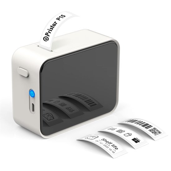 Phomemo Labelprinter Label Maker Machine Voor Barcode, Adres, Thuis, Kleine Bedrijven, Draagbare Label Printer Compatibel met Smartphones en PC,met 3 Roll Labels