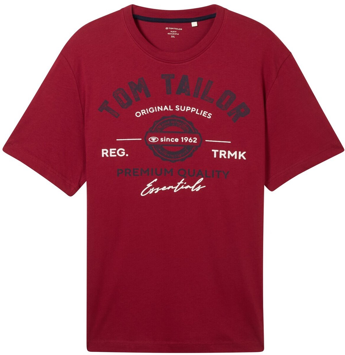 Tom Tailor - Plus Size - T-shirt met logo-print - Maat 5XL - Deep Red