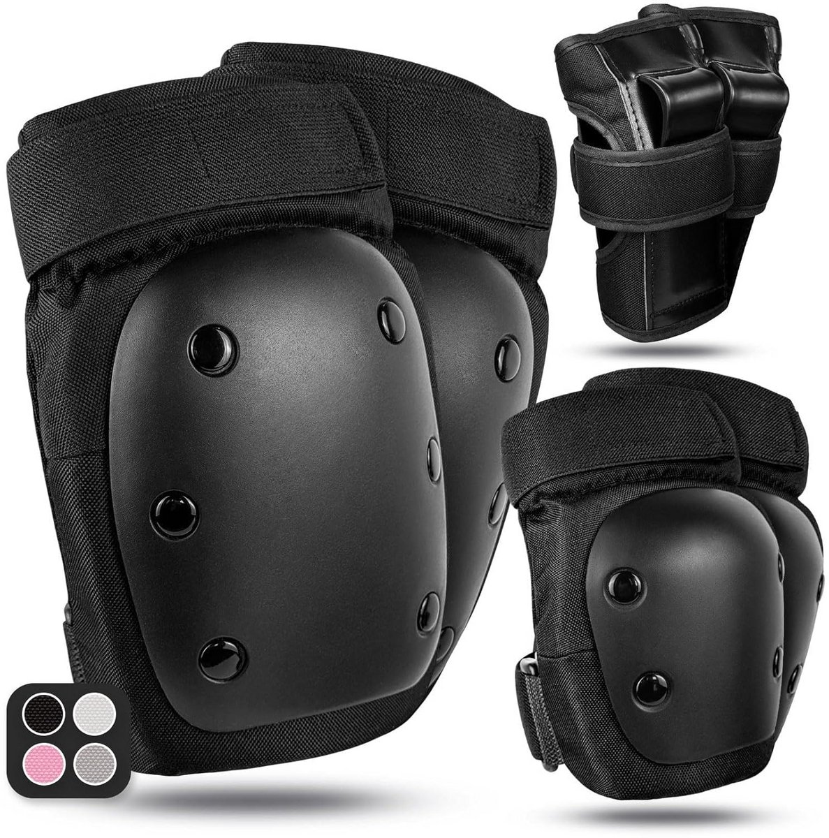 Beschermset 6 stuks - Knie-, elleboog- en handbeschermers zwart