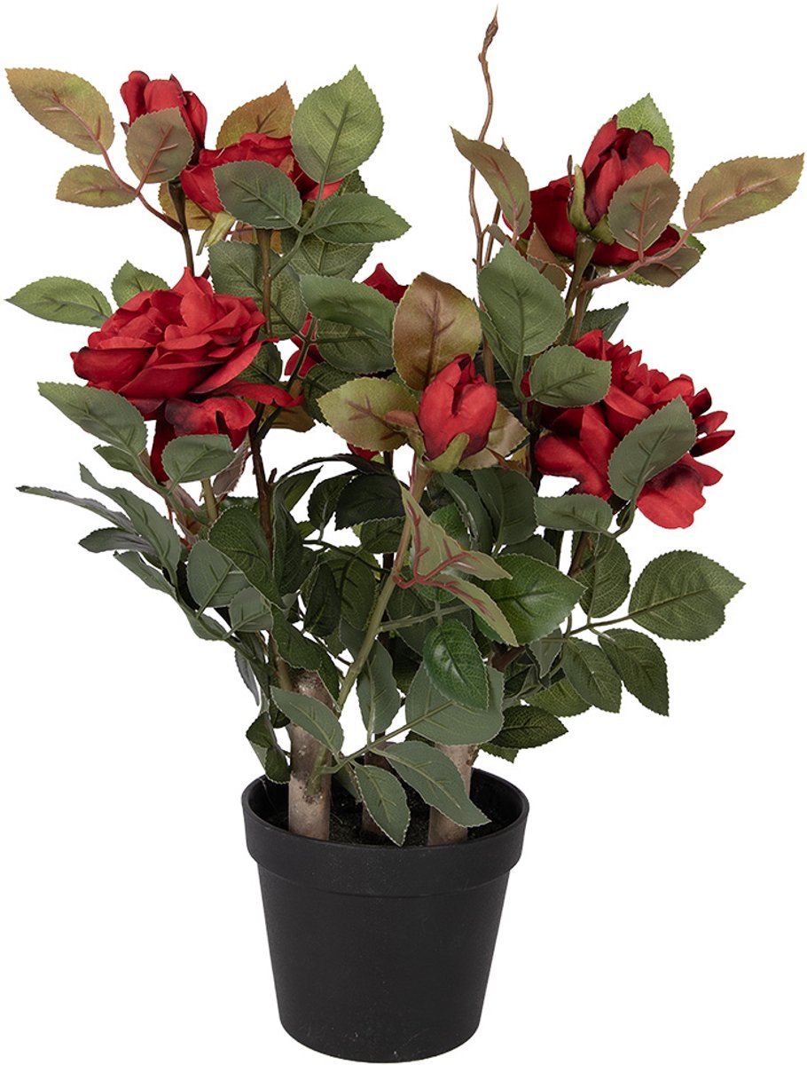 Clayre & Eef Kunstplant Roos 20x20x55 cm Rood Kunststof