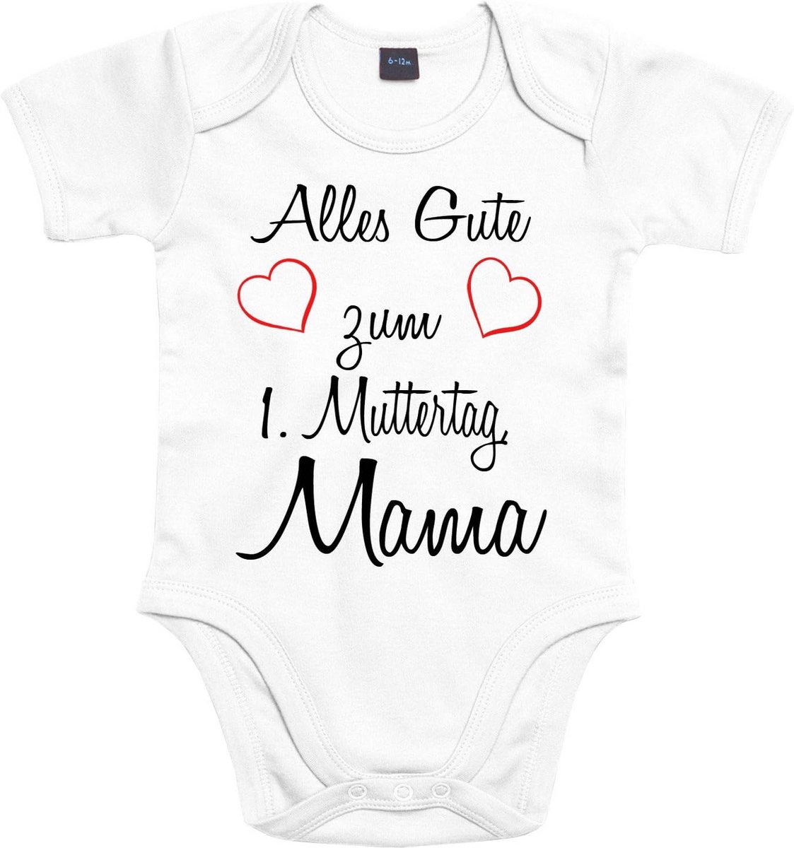 Babybody met liefdevol ontwerp - ideaal als cadeau voor verjaardag, papa, mama of oma - katoenen romper met stand-up kraag