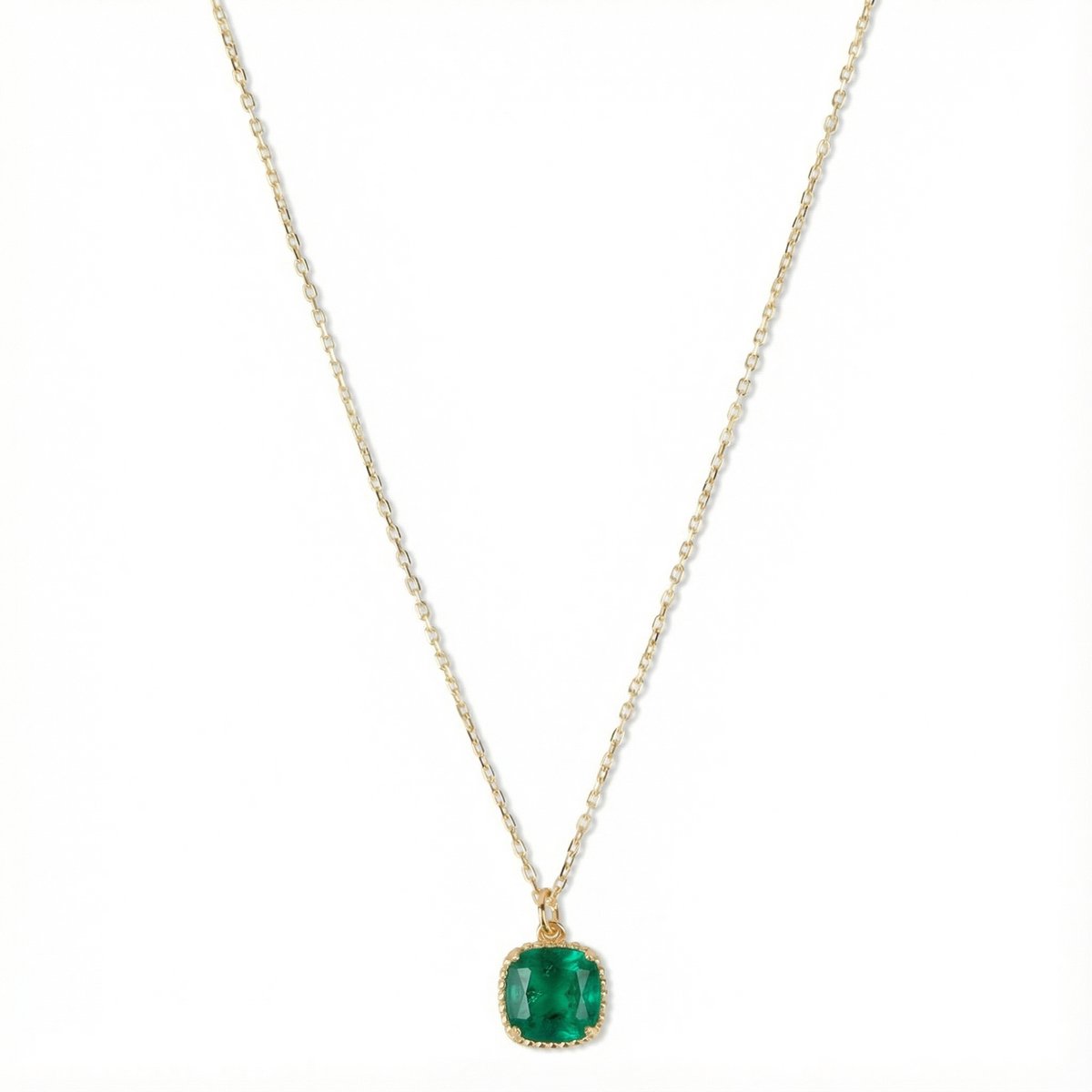 Petit Comité - Dames Ketting Geboortesteen Mei – Smaragd Hanger - 925 sterling Zilver - 18k gold plated
