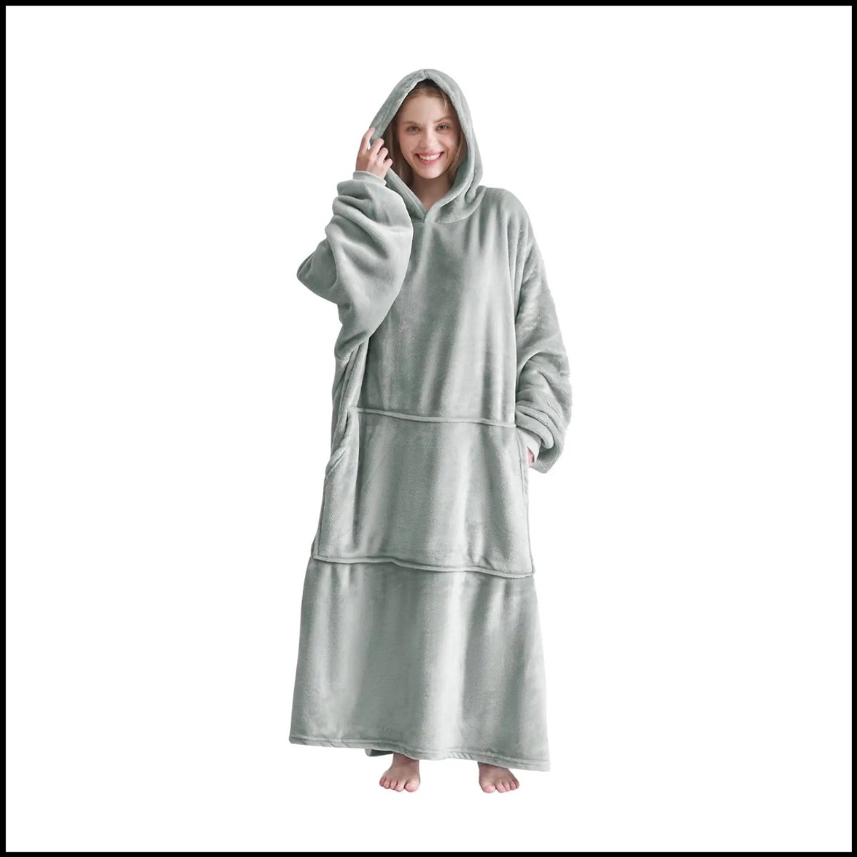 Oversized Knuffel Deken Hoodie Voor Dames - Flanel - Met Capuchon en Mouwen - Comfortabel en Warm