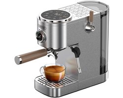 HiBREW H13 Semi-automatische Espressomachine - Dubbele Boiler Systeem met 20 Bar Druk - Multifunctionele Bereidingsmodi - Instelbare Drupbak - Zilver