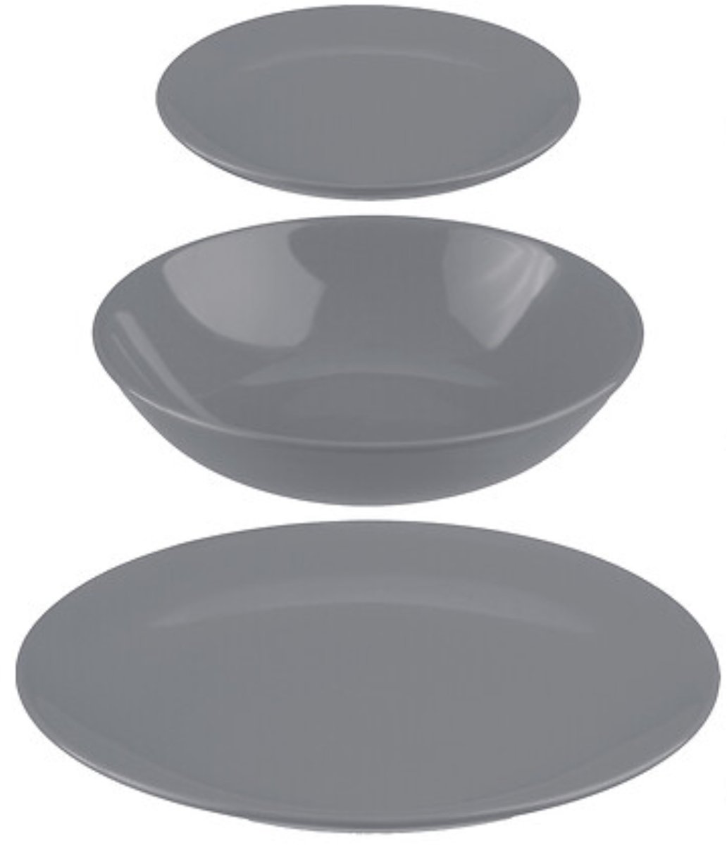 Secret de Gourmet Keramisch Dinerset - Grijs, 18 Stuks