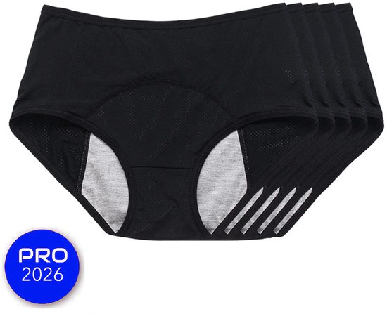 Vital Dry Ondergoed Dames Lekvrij - Naadloze High Waist Slip Voor Dames - Zwart - Maat M - Set Van 5 - Ultrazacht - Naadloos Ondergoed Dames - Seamless Ondergoed Dames - Invisible String - Dames Slip - Onzichtbaar Ondergoed