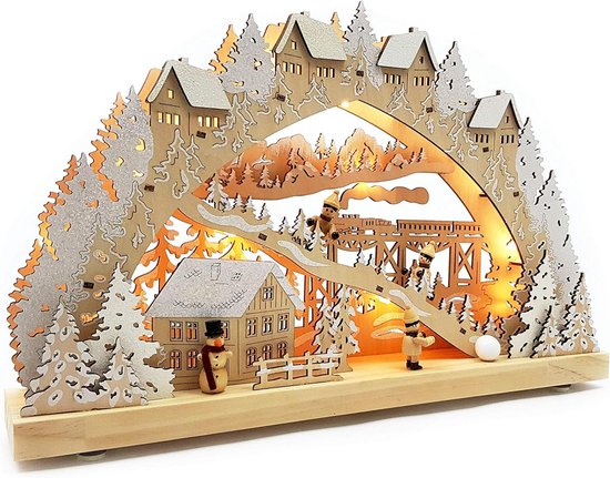Caravan decoratie winterlandschap met LED verlichting 22 cm – I love