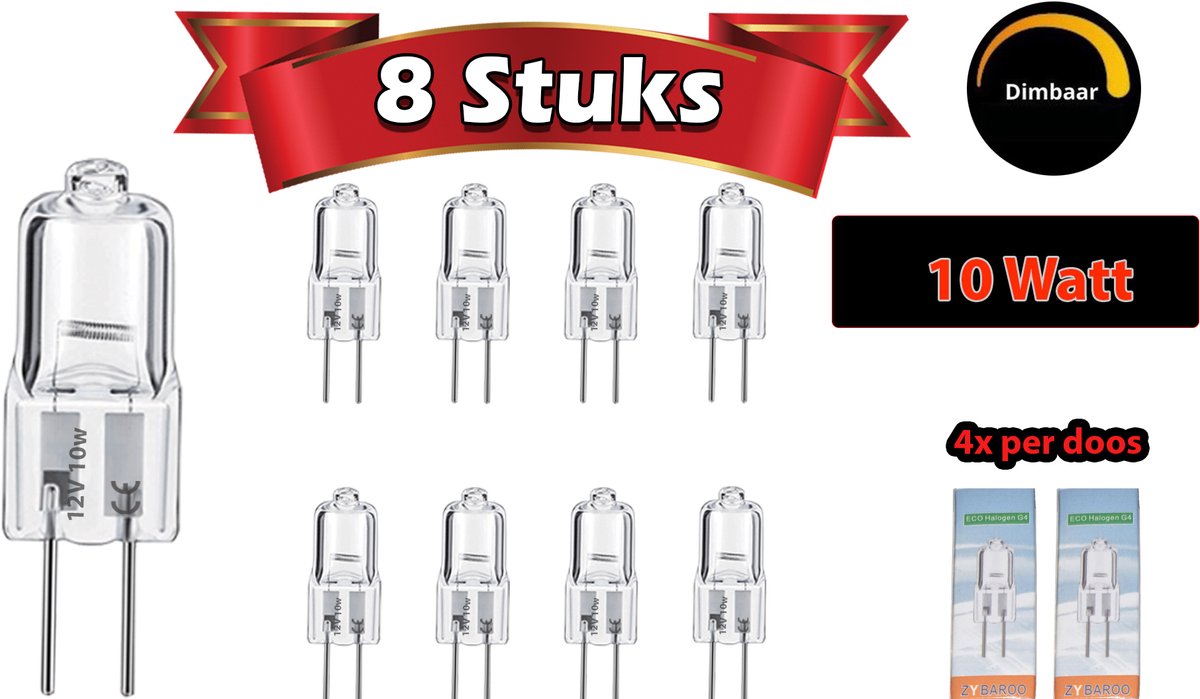 G4 Halogeenlampen 10watt (8 stuks)