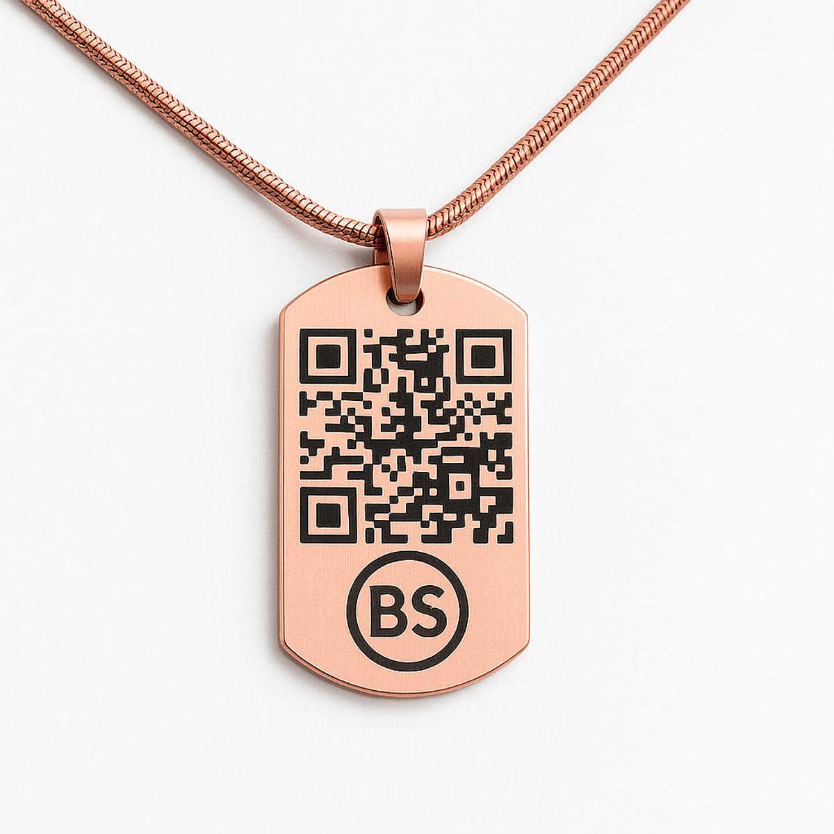 Medische QR Ketting - Rose - Voor Gezondheidsinformatie - Niet Reanimeren - BeSafeCharm 1 jaar.