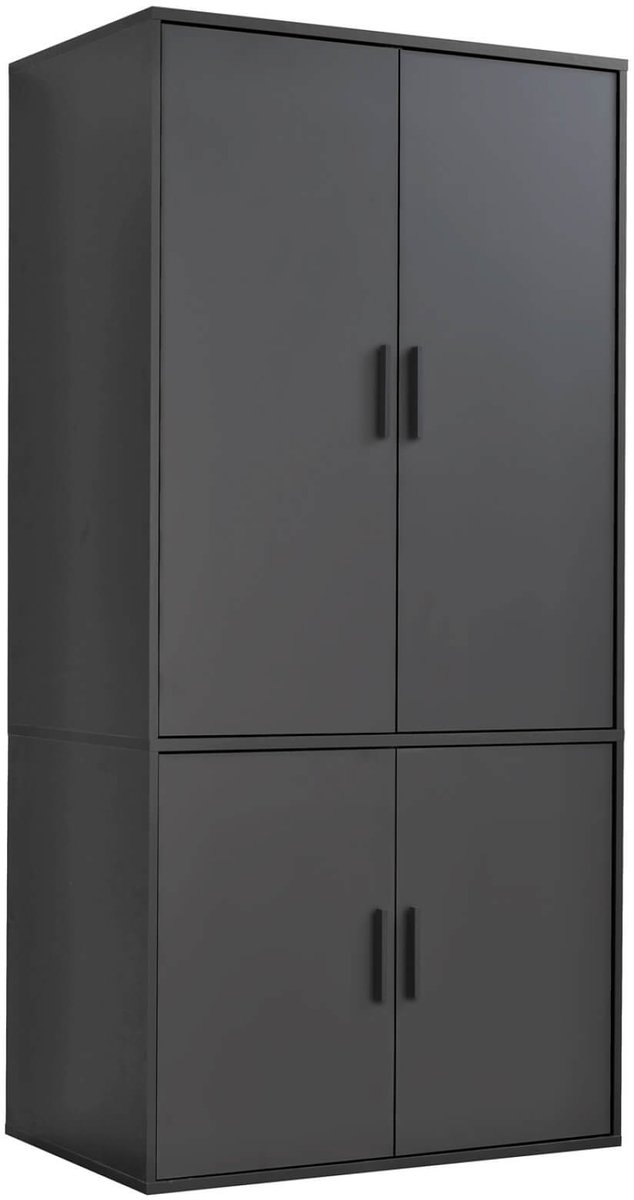 mokebo Kledingkast (90x187 cm) van hout 2 deuren & 3 lades 'Der Grenzenlose', modulaire slaapkamerkast, garderobekast, halkast, draaideurkast of kast in Zwart