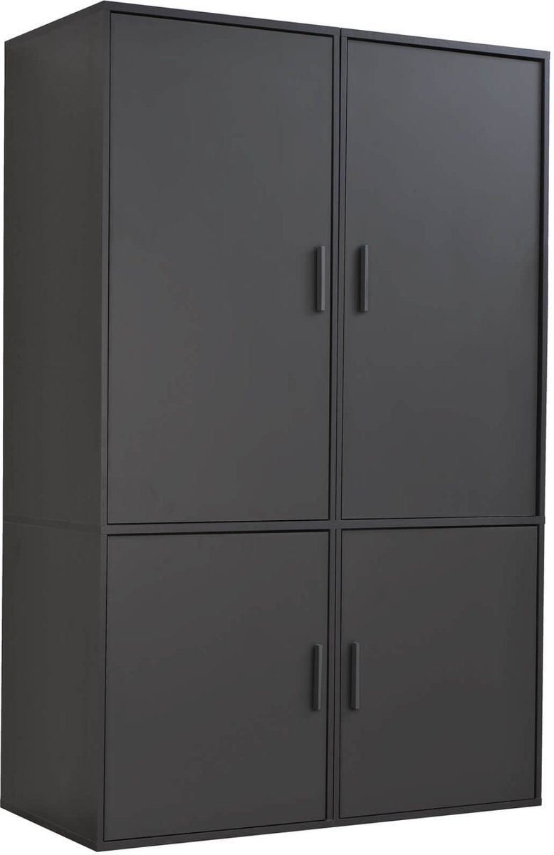 mokebo Kledingkast (90x187 cm) van hout 4 deuren & vakken 'Der Grenzenlose' modulaire slaapkamerkast, garderobekast, halkast, draaideurkast of kast in Wit
