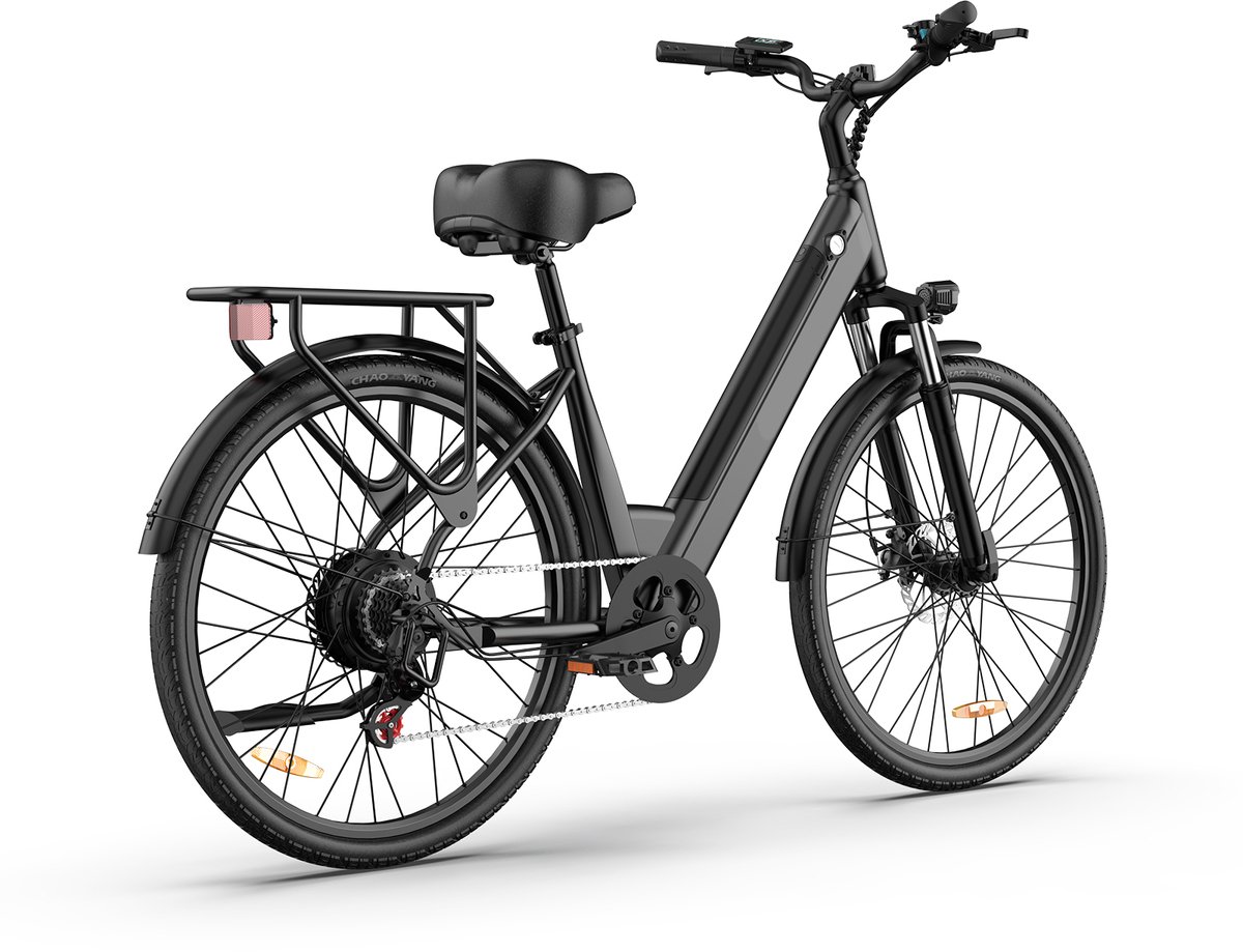 Elektrische fiets - Actieradius 80km - Verwijderbare batterij 48V10.4Ah - Motor 250W - Shimano 7 versnellingen - 26 Inch City Commuter EBike - Zwart thumbnail 6