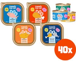 Tommie the Cat - kattenvoer natvoer - verse stukjes in saus, mousse & paté mix smaken - voordeel verpakking - 40 stuks - 85 gram per stuk - zonder suiker en graanvrij