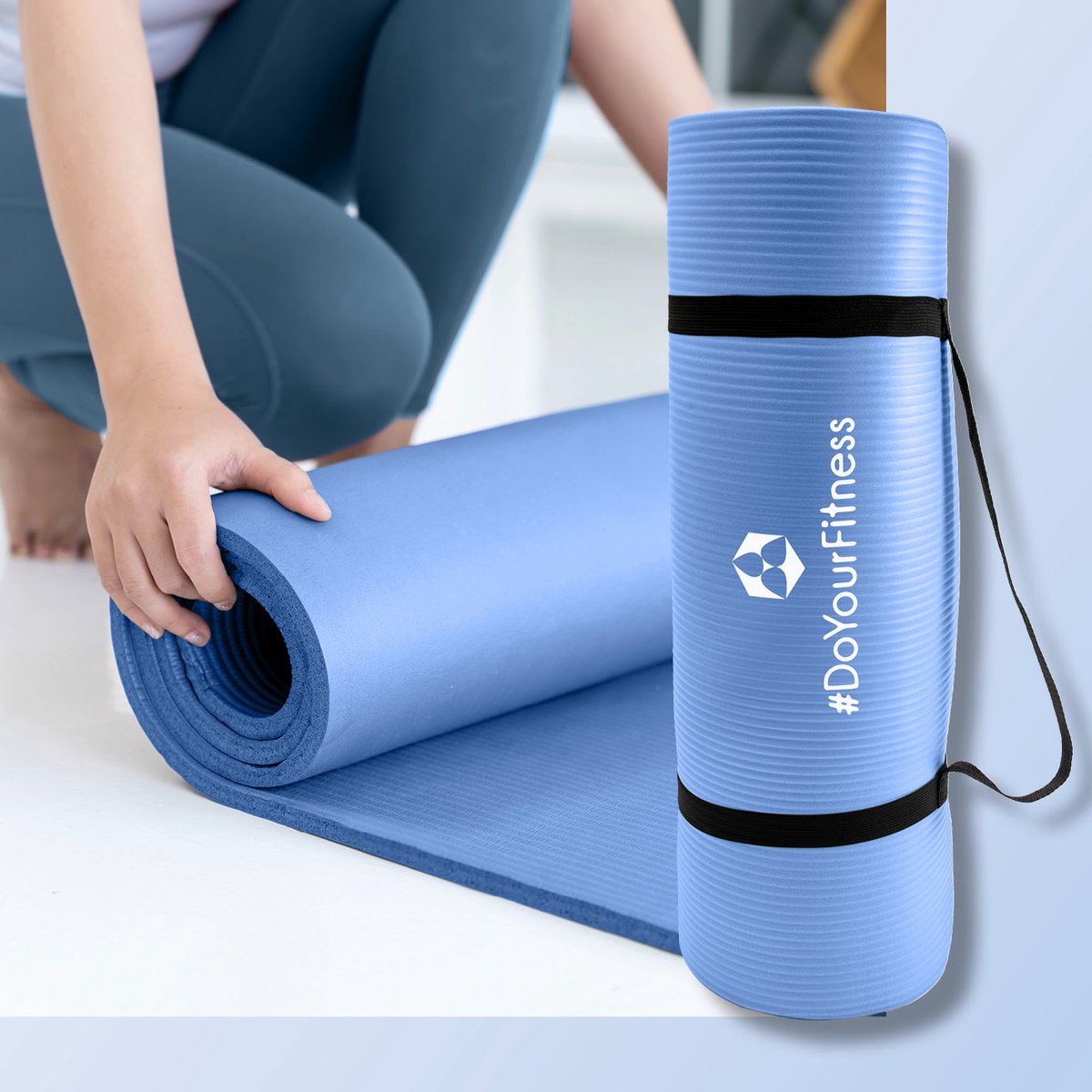 #DoYourFitness - Extra dikke fitness mat - »Jivan« - duurzaam, non-slip, huidvriendelijk, slijtvast - 183 x 61 x 2,0 cm - Blauw thumbnail 3