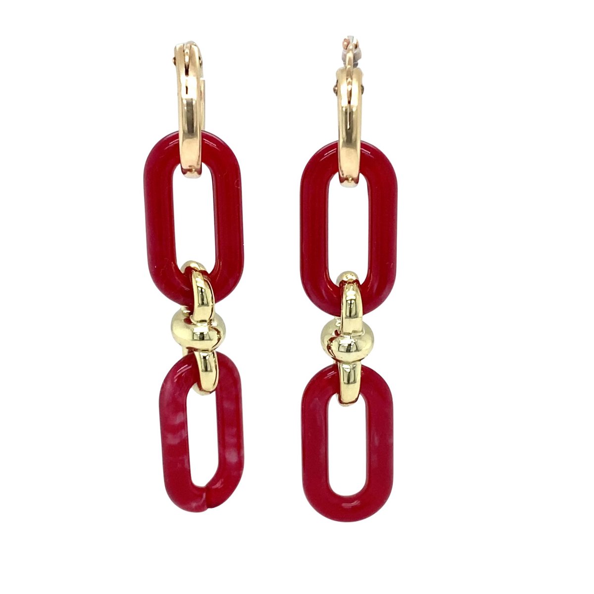 Pat's Jewels Oorbellen - Oorbellen Dames - Oorringen - Resin Hanger - Bordeaux Rood - Goud