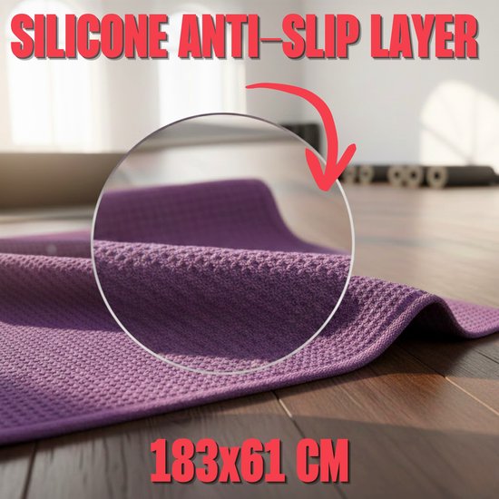 Matchu Sports - Yoga handdoek - Yoga handdoek anti slip - Yoga towel - 183 x 61 cm - Royal Purple van Matchu Sports — afbeelding 5