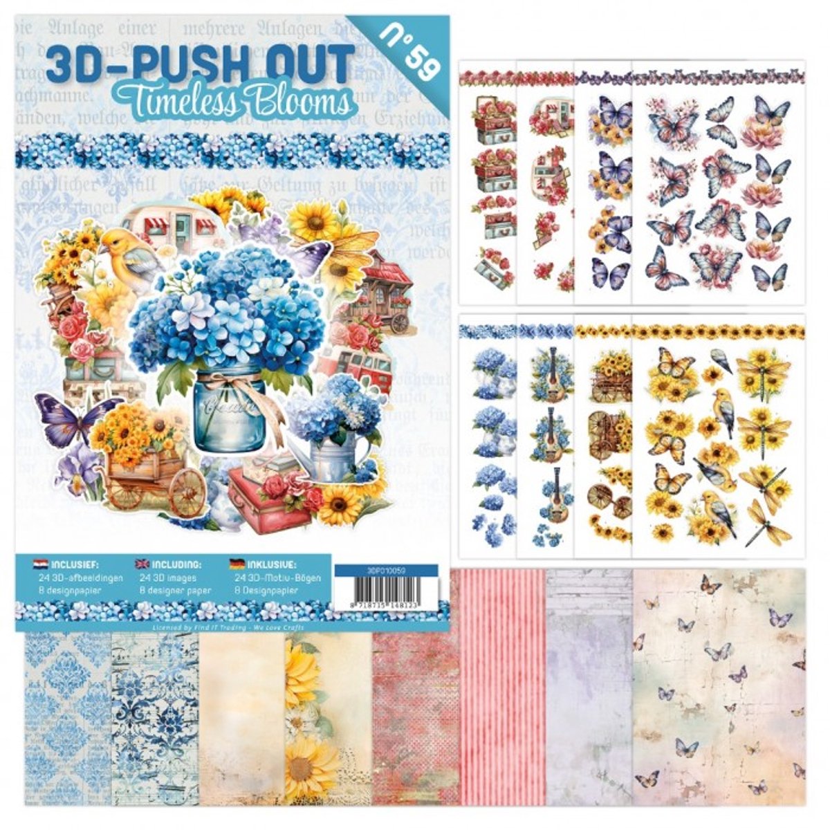 3D Push-Out Book 59 - Timeless Blooms - Boek met 16 pagina’s boordevol creatieve mogelijkheden - Gratis verzonden - 3DPO10059