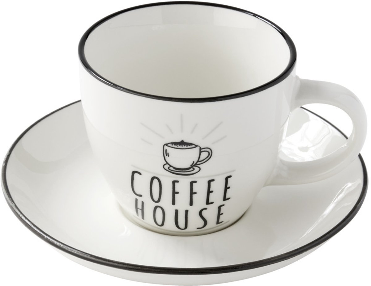 Kop-en schotel coffee house 200ml 4 stuks