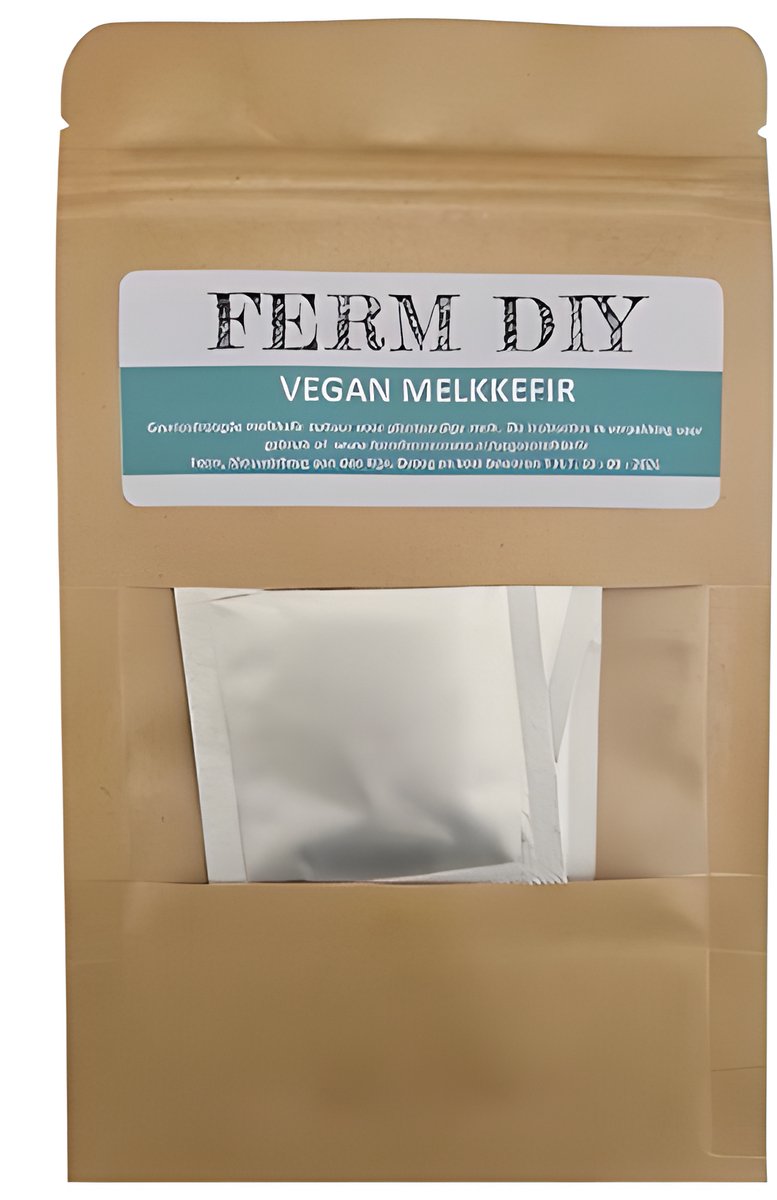 Plantaardige melkkefir cultuur - verpakking met 2 sachets voor 250L vegan melk kefir met de moederbatch methode - makkelijk te maken -zelf kefir fermenteren