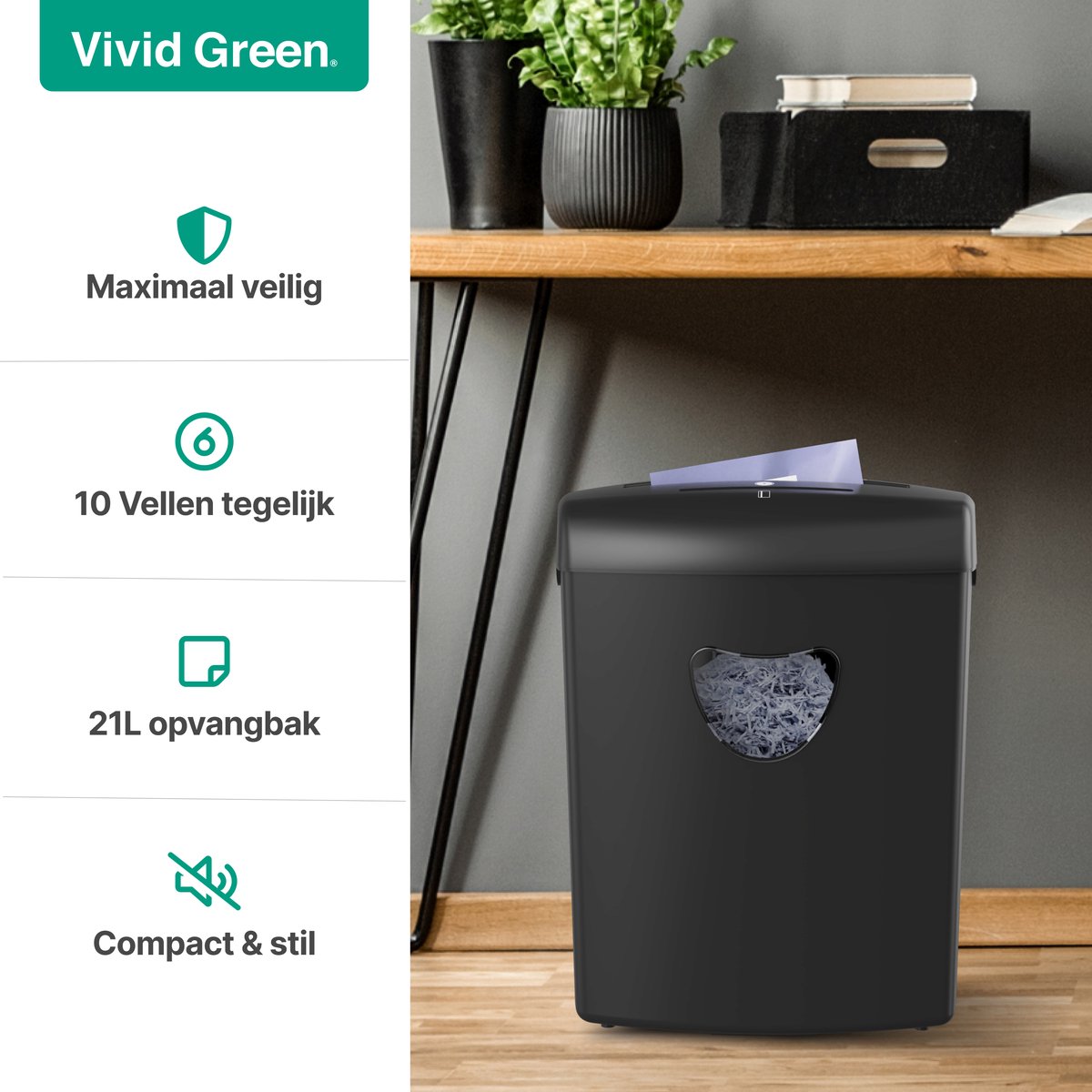 Vivid Green Papierversnipperaar P4 Cross Cut thumbnail 2