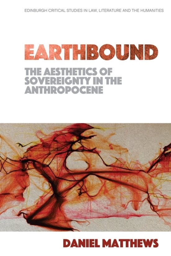 Boekomslag: titel EARTHBOUND in rood-bruin, met abstracte rode lijnen op een crèmekleurige achtergrond.