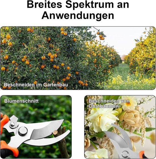 3-delige snoeischaarset, gemaakt van roestvrij staal, tuinschaar, snoeischaar, tuintang, tuingereedschap. — afbeelding 3