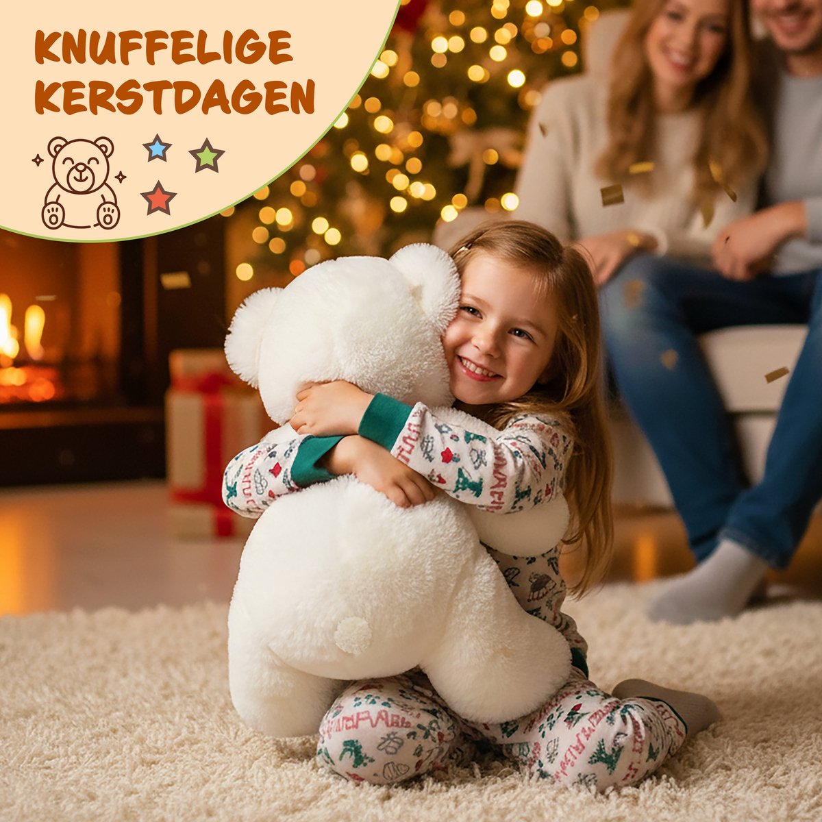 Monzana Knuffelbeer L – 50cm Staand Pluch - Wit — afbeelding 9