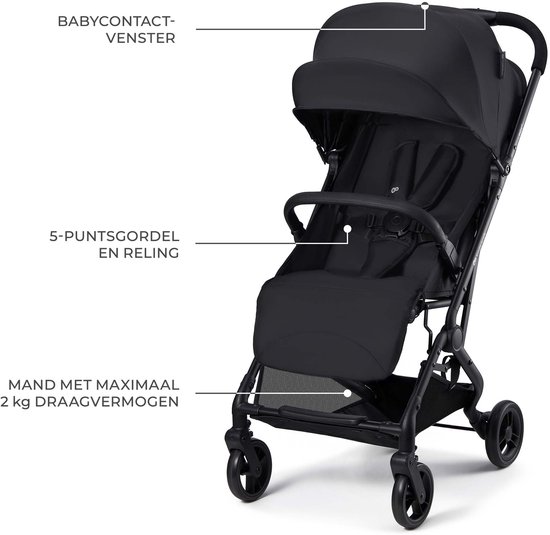 Kinderkraft INDY 3 Buggy - Voor Pasgeborenen tot 15 kg - Compact en Eénhandig Inklapbaar, Verstelbare Rugleuning en Voetensteun - Zwart van Kinderkraft — afbeelding 5