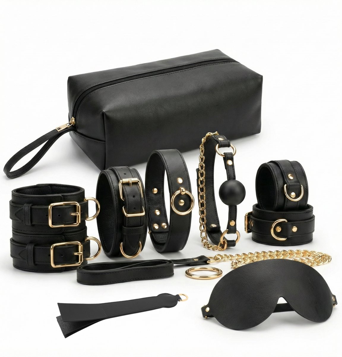 Toys Hub® Premium BDSM Set voor Koppels – Gratis 1 Maand Spannende Luisterverhalen & Ebook BDSM Basics - Hoogwaardig Leer - Bondage – Voor Beginners & Ervaren - Oogmasker – Zweep - BDSM Extreme – Sex Toys voor Koppels - Premium Opbergzak