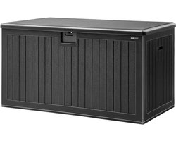 AXI Mike Opbergbox 600 Liter – Kunststof Tuinbox – 600 Liter – Zwart – Kussenbox met bodem Met Gasveren – Weerbestendig – 141 x 72 x 72,5 cm