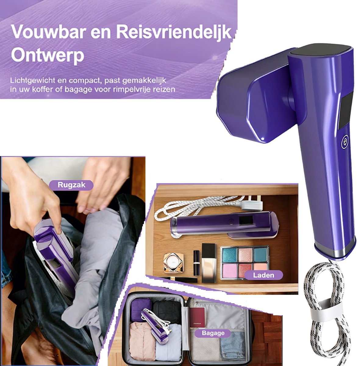 Draagbare Stoomreiniger - Compact Ontwerp met LCD Display, Ideaal voor Reizen en Huishoudelijk Gebruik