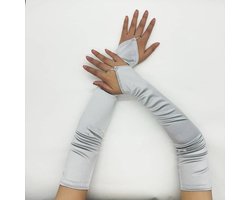 Vingerhandschoenen – Dames – Armwarmers – Lange Handschoenen Zonder Vingers – Zilver – Stretch – One Size – Carnaval – Festival – Dans – Theater – Cosplay