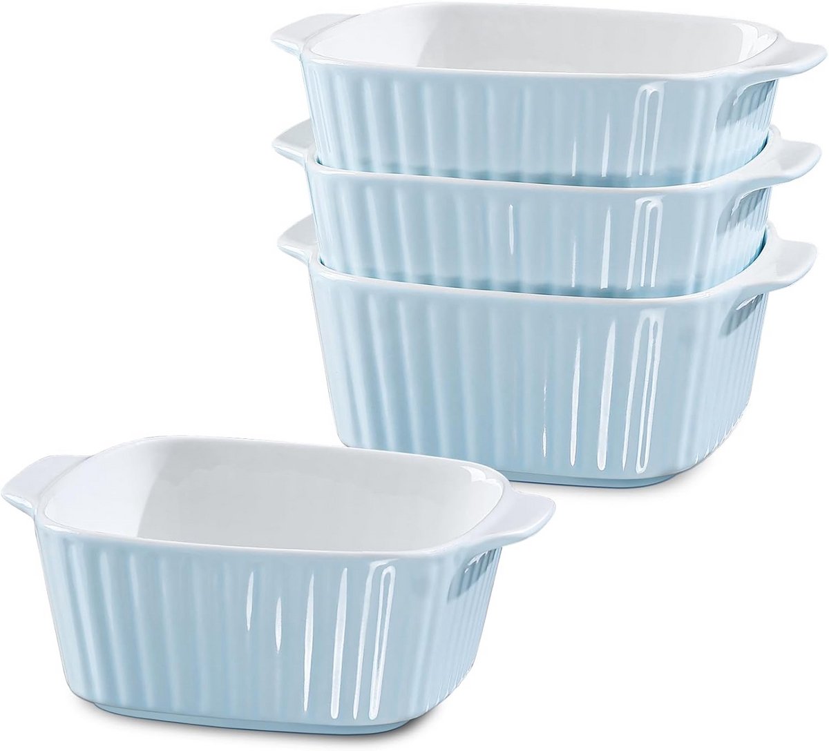 Set van 4 Keramische Ovenschalen voor Airfryer, 400 ml, Lichtblauw