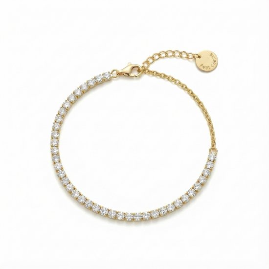 Armband Dames Goudkleurig Tennis Bracelet Geboortesteen April Kristal Diamand