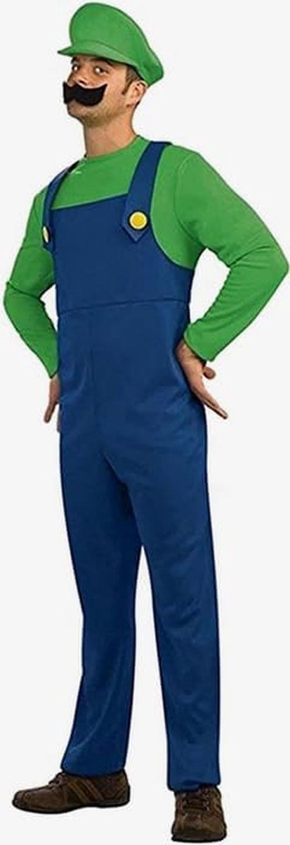 Super Plumbers kostuum voor volwassenen, inclusief shirt, muts, snor en broek