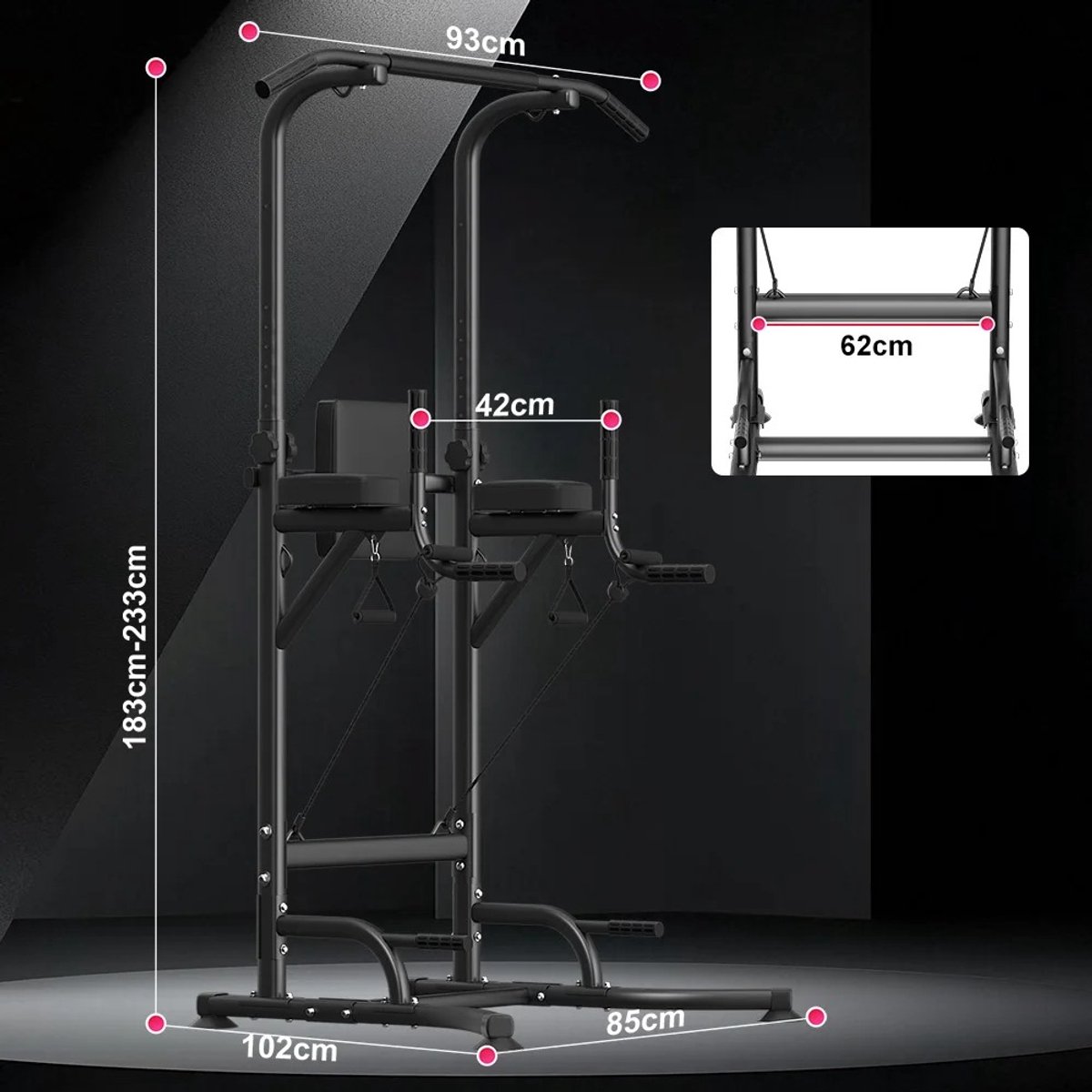wentink Mo pull up station - Power rack -power tower dipstation - power tower krachtstation - Bar Multifunctionele thumbnail 3