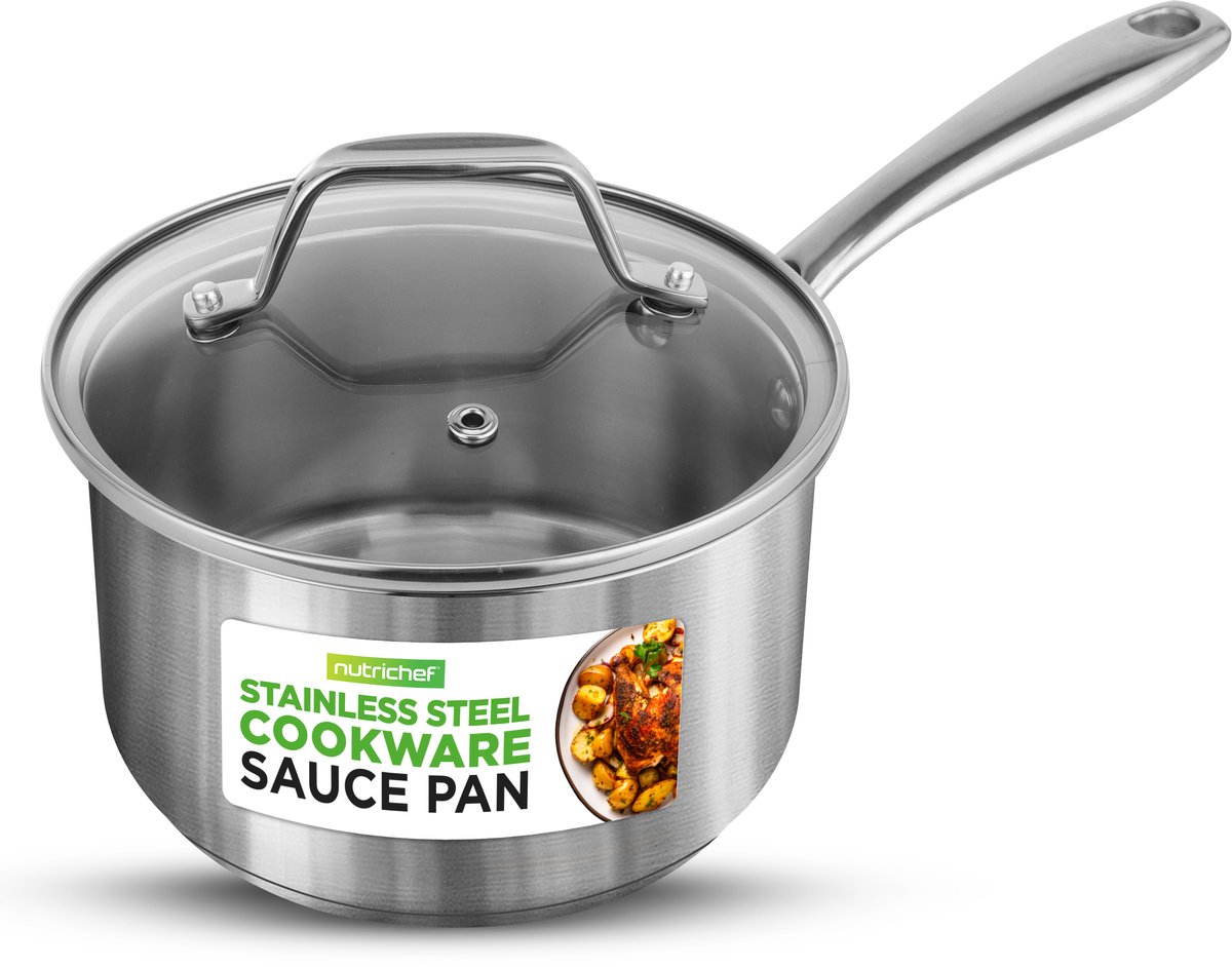 NutriChef Kookpot– 2 Liter Inductie Soeppot- Roestvrijstalen Kookpan met Deksel - Vaatwasmachinebestendig